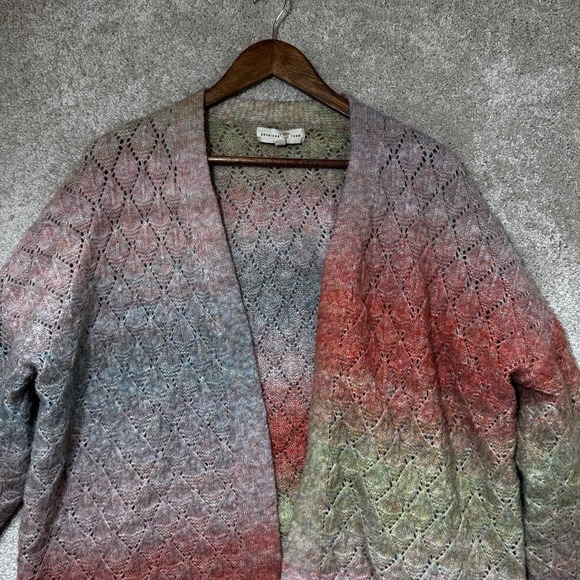 Penelope Rose Ombre Knit Open Front Cardigan Sweater XL Boho Cozy Cottagecore - Picture 2 of 13